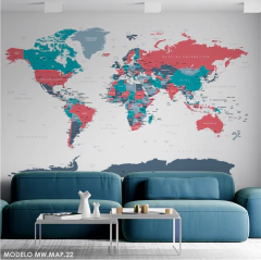 Modern Political World Map Mural, MW.MAP.22,