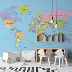 Mural de mapa del mundo colorido, MW.MAP.25 - comprar online