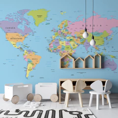 Mural de mapa del mundo colorido, MW.MAP.25 - comprar online
