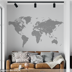 Mural de mapa del mundo con detalles topográficos, MW.MAP.28 - comprar online