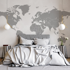 Mural de mapa del mundo con detalles topográficos, MW.MAP.28