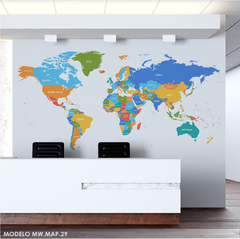 Mural de mapa del mundo en tonos neutros, MW.MAP.29
