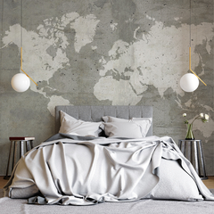 Mapa del Mundo Estilo Industrial, Mural de Pared, Decoración Moderna