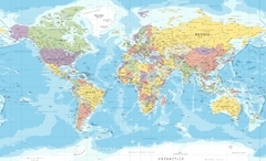 Mapa Político del Mundo, Mural Geográfico, Decoración Educativa en internet
