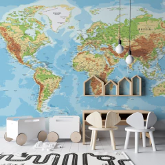 Mapa Físico del Mundo, Mural Detallado, Relieve Natural - comprar online