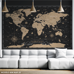 Mapa del Mundo Vintage, Mural Clásico, Diseño Retro - comprar online