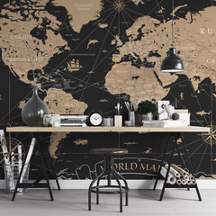 Mapa del Mundo Vintage, Mural Clásico, Diseño Retro