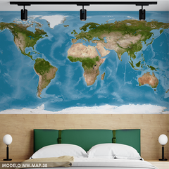 Mapa del Mundo en Acuarela, Mural Colorido, Arte de Pared