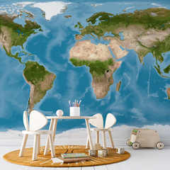 Mapa del Mundo en Acuarela, Mural Colorido, Arte de Pared - comprar online