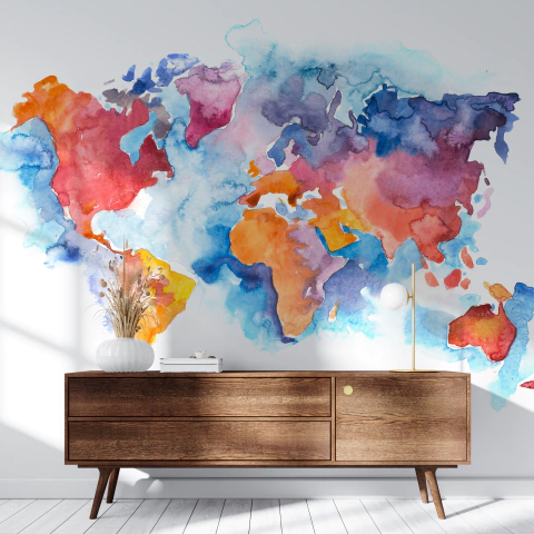 Antique Style World Map, Decorative Mural, Classic Design