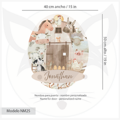 Nombre Personalizado para Puerta Infantil en Vinilo – Diseño Animales de Granja acuarela NM24 (acu22) en internet