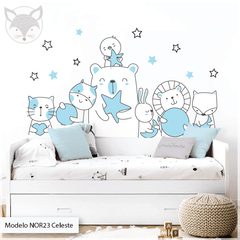 Modelo NOR23 Animales fondo blanco y estrellas - Varios colores disponibles