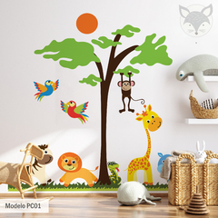 Colorful Jungle Animals Kids Wall Decal- Modelo Pc01