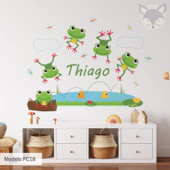 Vinilo Decorativo Infantil Ranas Saltarinas Personalizado | Personalized Jumping Frogs Kids Wall Decal - Modelo Pc18 en internet