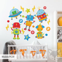 Robots and Spaceships Wall Decal for Kids - Modelo Pc29