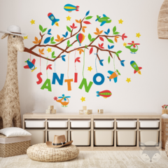 Personalized Wall Decal for Kids with Branches, Airplanes, and BallooModelo Pc31 - buy online
