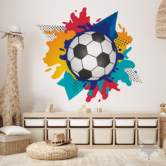 Soccer Ball Wall Decal with Color Splash - Modelo Pc38