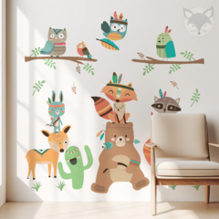 Tribal Wall Decal for Kids with Forest Animals and Tipi | Original Nursery Wall Decor - buy online