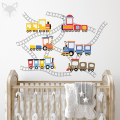 Kids Wall Decal with Colorful Trains and Tracks - Modelo Pc67 - buy online