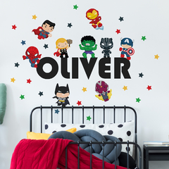 Vinilo Decorativo Infantil Personalizado con Superhéroes - Modelo PC79 - comprar online