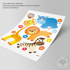 Safari Animals Kids Wall Decal - Lion, Zebra, Giraffe & More 50x40 cm - buy online