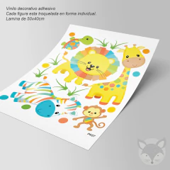 Vinilo Decorativo Infantil con Animales de la Selva Coloridos - comprar online