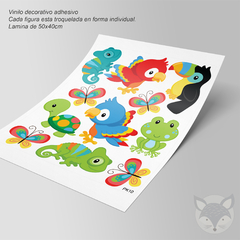 Vinilo Infantil de Animales Tropicales y Mariposas Coloridas - Modelo PK10 - comprar online