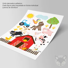 Vinilo Infantil Granja Feliz: Animales de Campo y Diversión - Modelo PK20 - comprar online