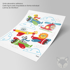 Vinilo Infantil Aviones Animales: Decoración Alegre y Colorida PK22 - comprar online