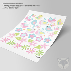 Vinilo Infantil de Aves y Flores pastel para Decoración de Pared Modelo PK37 - comprar online