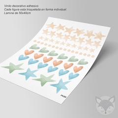 Watercolor Stars and Hearts Wall Decal Model PK69 - buy online