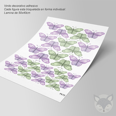 Green and Lilac Watercolor Butterflies Wall Decal Model PK70 - buy online