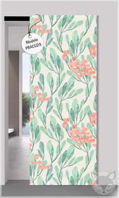 Modelo PRACU29 Acuarela hojas verdes verticales