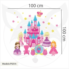 Vinilo infantil troquelado, castillo de princesas y estrellas, decoración mágica PS01 - Little Dreamer Deco - vinilos decorativos infantiles