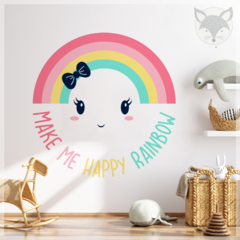 Vinilo infantil troquelado, arcoíris sonriente y estrellas, decoración alegre PS05 en internet