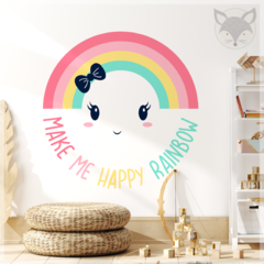 Vinilo infantil troquelado, arcoíris sonriente y estrellas, decoración alegre PS05 - Little Dreamer Deco - vinilos decorativos infantiles
