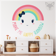 Vinilo infantil troquelado, arcoíris sonriente y estrellas, decoración alegre PS05 - tienda online