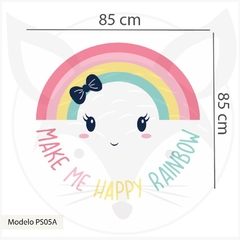 Imagen de Vinilo infantil troquelado, arcoíris sonriente y estrellas, decoración alegre PS05