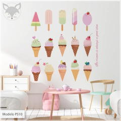Childrens cut-out wall decal, ice cream cones and popsicles, sweet theme PS10