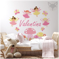 Vinilo infantil troquelado, hadas y hongos mágicos con nombre personalizable, PS16 - comprar online