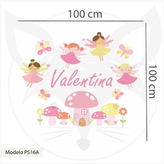 Kids cut-out vinyl, magical fairies and mushrooms with custom name, PS16 - Little Dreamer Deco - vinilos decorativos infantiles