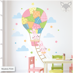 Vinilo infantil globos aerostáticos, mural decorativo aventura PS44 - comprar online