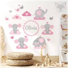 Children's elephants and clouds wall sticker, personalized decor mural PS46 on internet