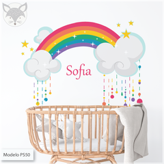 Vinilo infantil arcoíris y nubes, mural decorativo personalizado PS50 - comprar online