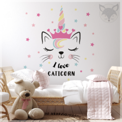 Caticorn wall decal with stars PS57