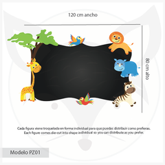 Self-Adhesive Chalkboard with Jungle Animals PZ01 - buy online