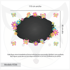 Self-Adhesive Chalkboard with Flowers and Butterflies PZ06 - buy online