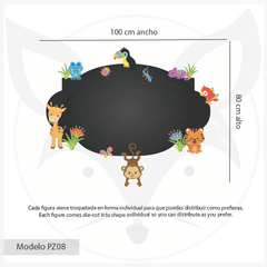 Pizarra de vinilo autoadhesivo con animales de la jungla PZ08 - comprar online