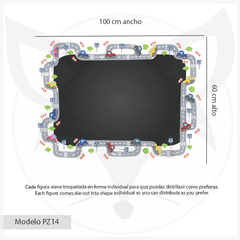 Mural pizarra de vinilo con marco de carretera y autos coloridos, modelo PZ14 - comprar online