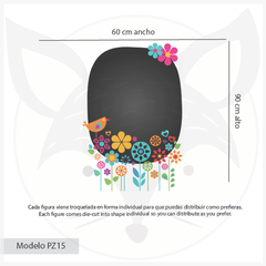 Mural pizarra de vinilo con diseño de flores y pájaros, modelo PZ15 - comprar online